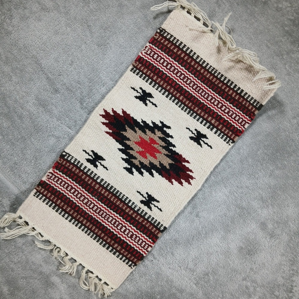Saddleman Southwestern Wool Blend Tapestry Wall Hanging Rug Geometric Fringe